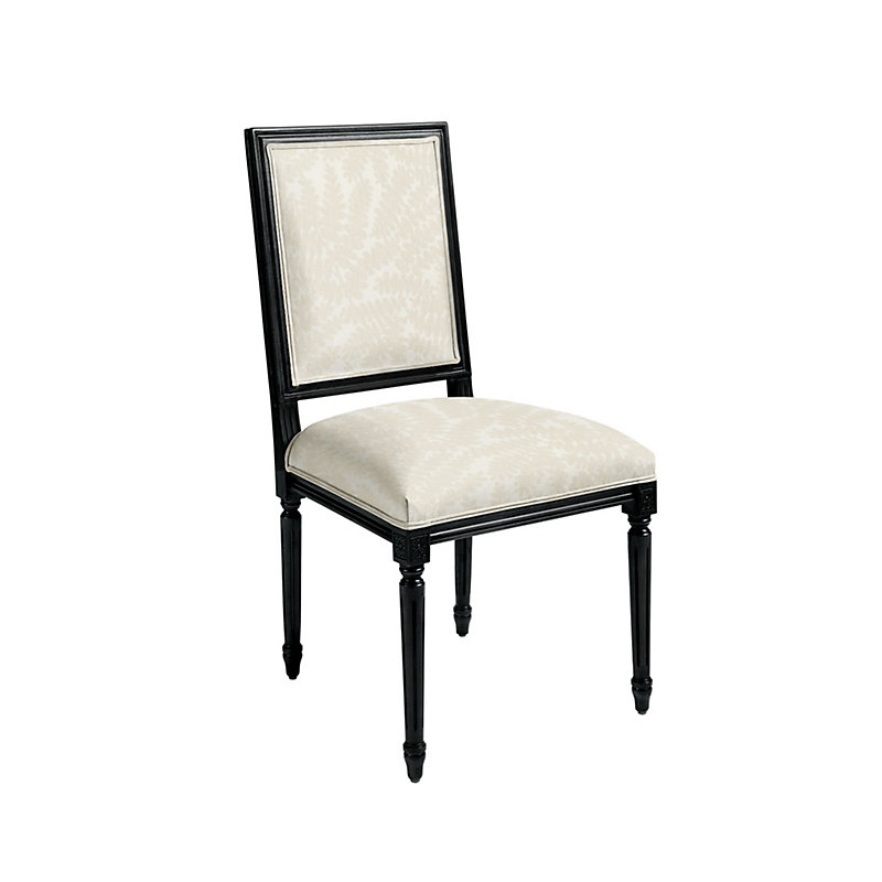 Limited Louis XVI Square Side Chair - Cara White InsideOut with Black Finish - Ballard Designs