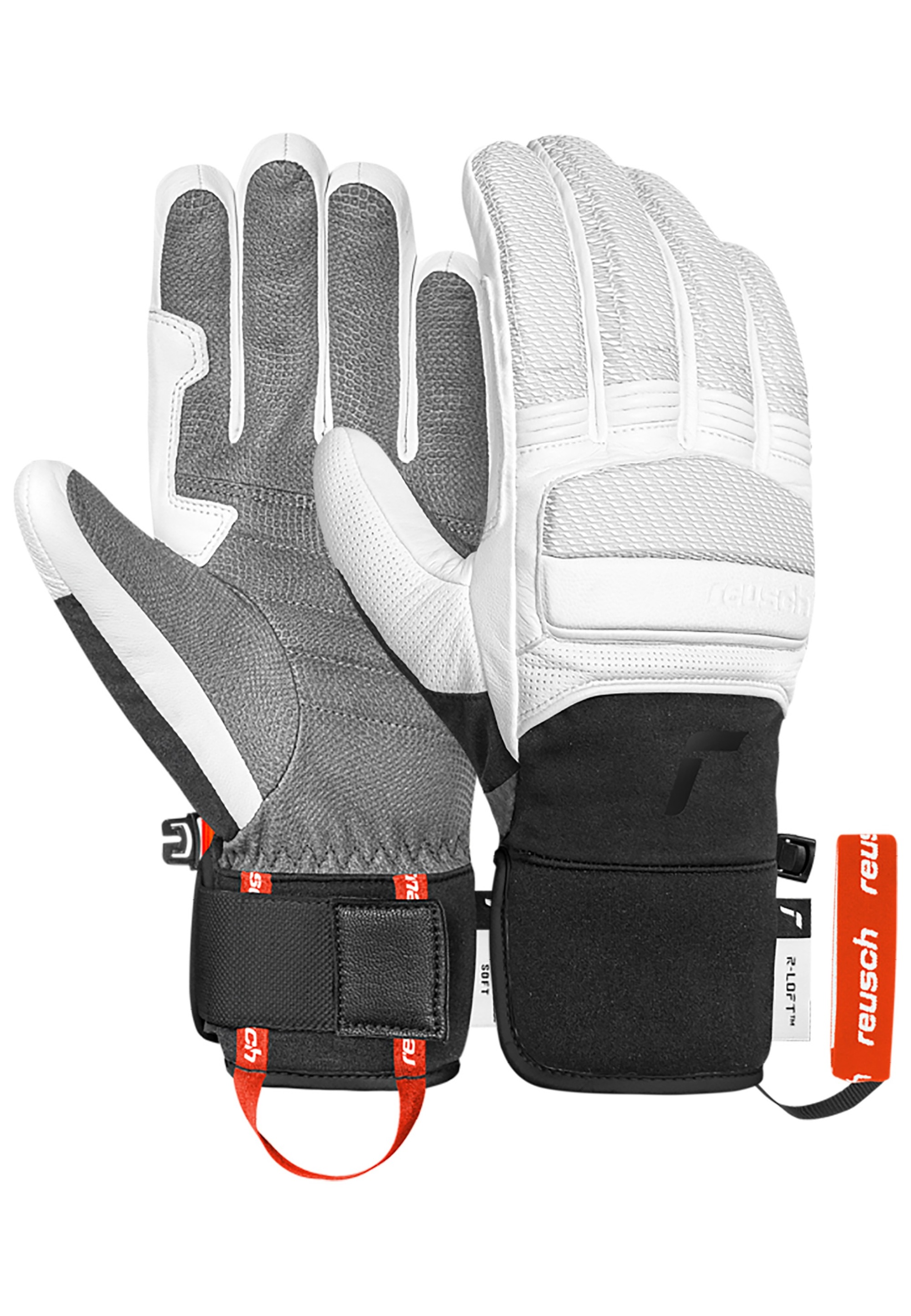 Skihandschuhe REUSCH "Alpine Master", Damen, Gr. 10, weiß, schwarz, 50% Ziegenleder, 45% Polyester, 5% Polyurethan, unifarben, Handschuhe, mit winddichter und atmungsaktiver Funktion Image