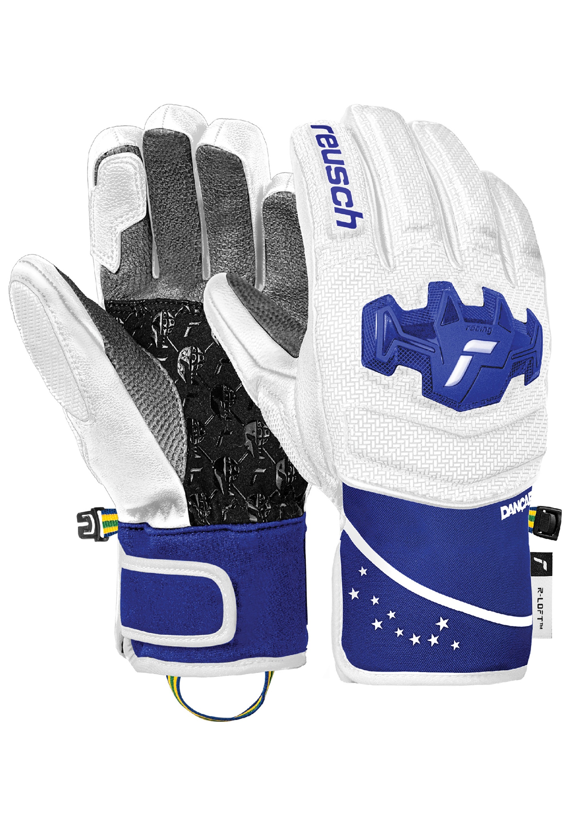 Skihandschuhe REUSCH "Worldcup Warrior GS Junior", Kinder, Gr. 6, weiß, mehrfarbig, 65% Polyester, 30% Ziegenleder, 3% Polyamid, 2% Polyurethan, mehrfarbig, Handschuhe, mit winddichter, atmungsaktiver Funktion Image