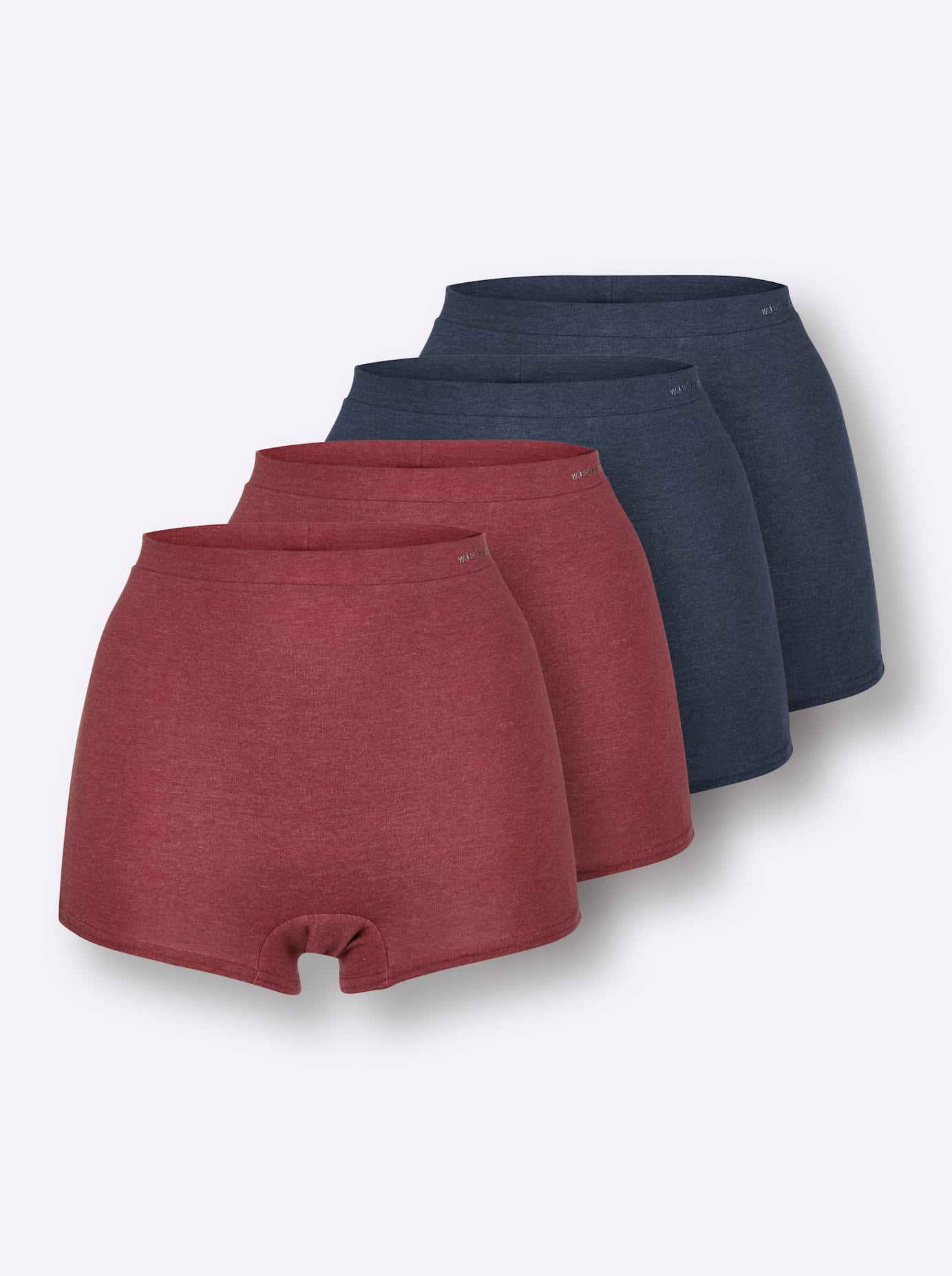 Panty WÄSCHEPUR, Damen, Gr. 40, 4 Stk., bunt (2x marine, meliert, 2x dunkelrot, meliert), 95% Baumwolle, 5% Elasthan, 5% Elasthan, 38% Polyester, 57% Baumwolle, Meliert:5% Elasthan, 11% Polyester, 84% Baumwolle, Uni:5% Elasthan, 95% Baumwolle,...