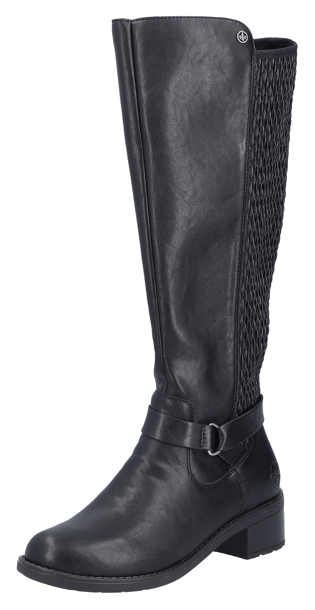 Stiefel RIEKER, Damen, Gr. 36, Normalschaft, schwarz, Elastischer Einsatz, Lederimitat, unifarben, Schuhe Stiefel, Langschaftstiefel, Stretchstiefel mit herausnehmbarer Innensohle