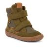 Barfußschuh FRODDO "BAREFOOT TEX WINTER", Kinder, Gr. 29, grün (khakifarben), Veloursleder, Textil, Basic, Schuhe, Klettschuh, Winterstiefel mit TEX-Membrane