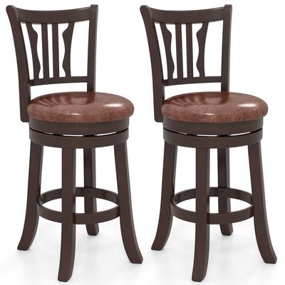 Gymax 26'' Counter Height Swivel Bar Stools Set of 2 w/Back & Faux
