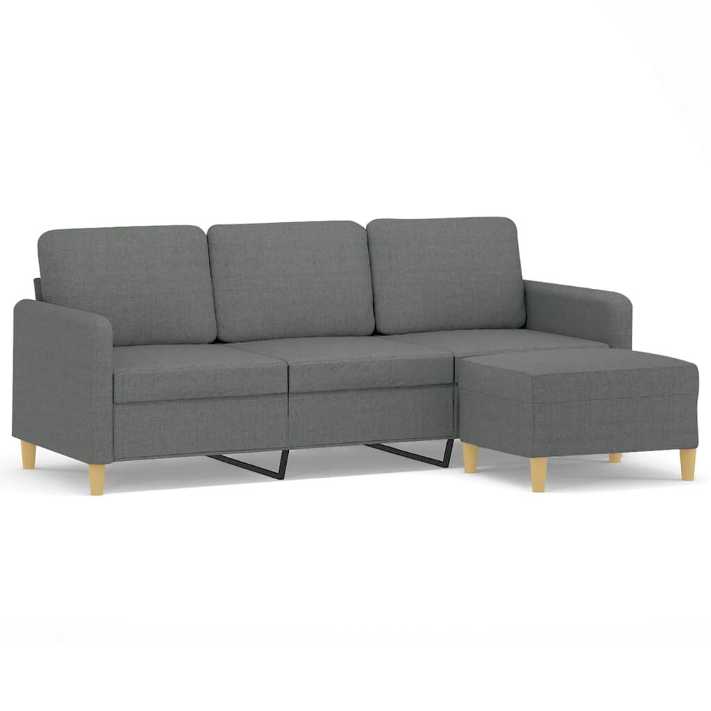 vidaXL 3-Sitzer-Sofa mit Hocker Dunkelgrau 180 cm Stoff Image