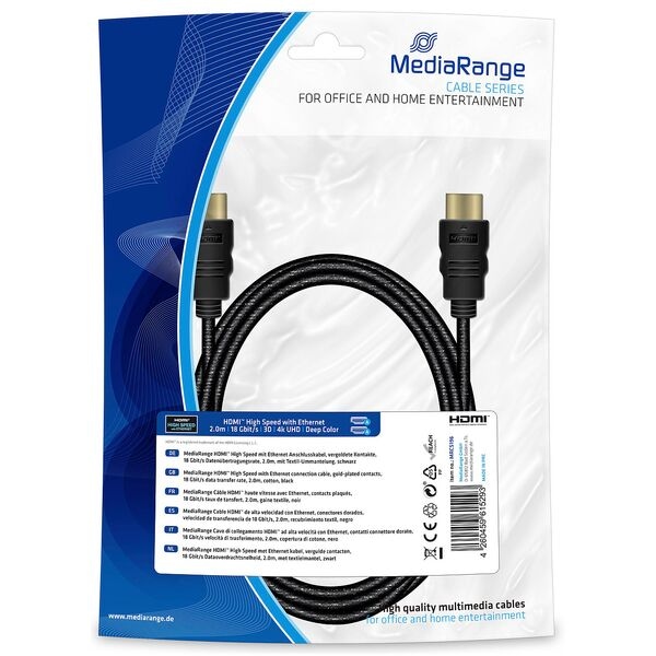 MediaRange HDMI-Kabel HDMI A schwarz 2.0 m schwarz