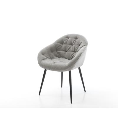 DELIFE Esszimmerstuhl Gaio-Flex Strukturstoff Soft Grau 4-Fuß konisch Schwarz, Esszimmerstühle Image