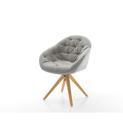 DELIFE Drehstuhl Gaio-Flex Strukturstoff Soft Grau Holzgestell kantig Natur 180° drehbar, Esszimmerstühle Image