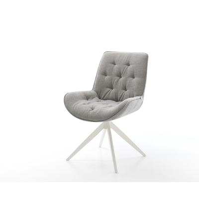 DELIFE Drehstuhl Taimi-Flex Strukturstoff Soft Grau Kreuzgestell breit Weiß 360° drehbar Wippfunktion, Esszimmerstühle Image
