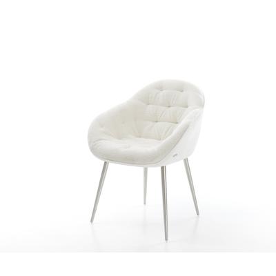 DELIFE Esszimmerstuhl Gaio-Flex Bouclé Soft Beige 4-Fuß konisch Edelstahl, Esszimmerstühle Image