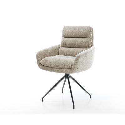 DELIFE Esszimmerstuhl Abelia-Flex mit Armlehnen Webstoff Soft Beige Kreuzgestell konisch Schwarz, Esszimmerstühle Image