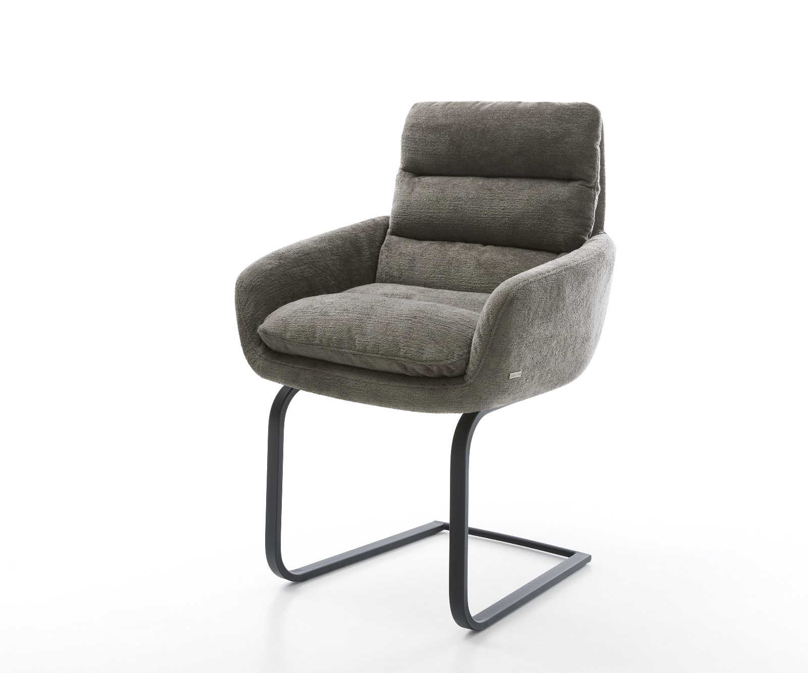 DELIFE Freischwinger Abelia-Flex mit Armlehnen Bouclé Soft Schlamm Freischwinger flach Schwarz, Esszimmerstühle Image