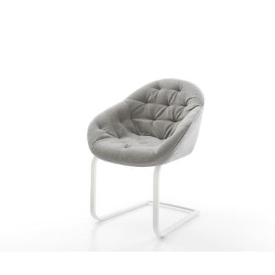 DELIFE Freischwinger Gaio-Flex Strukturstoff Soft Grau Freischwinger flach Weiß, Esszimmerstühle Image
