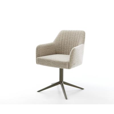 DELIFE Drehstuhl Greg-Flex Webstoff Soft Beige Fußkreuz Effektfinish Titan 360° drehbar Wippfunktion Taschenfederkern, Esszimmerstühle Image