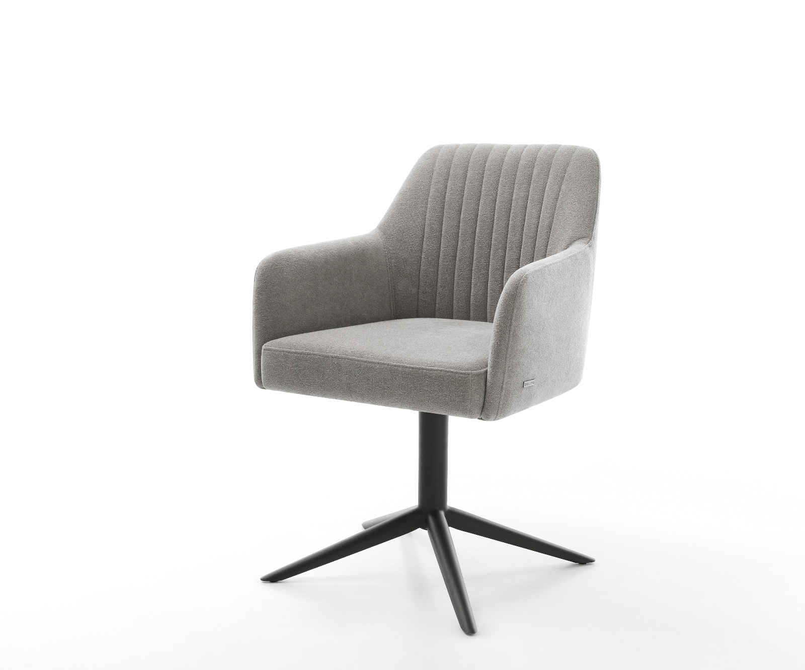 DELIFE Drehstuhl Greg-Flex Strukturstoff Soft Grau Fußkreuz Schwarz 360° drehbar Wippfunktion Taschenfederkern, Esszimmerstühle Image