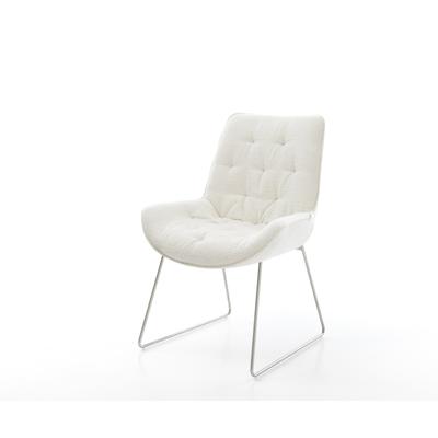 DELIFE Esszimmerstuhl Taimi-Flex Bouclé Soft Beige Kufengestell Edelstahl, Esszimmerstühle Image