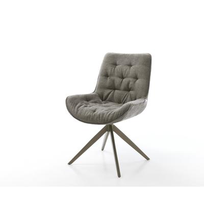 DELIFE Drehstuhl Taimi-Flex Bouclé Soft Schlamm Kreuzgestell breit Effektfinish Titan 360° drehbar Wippfunktion, Esszimmerstühle Image