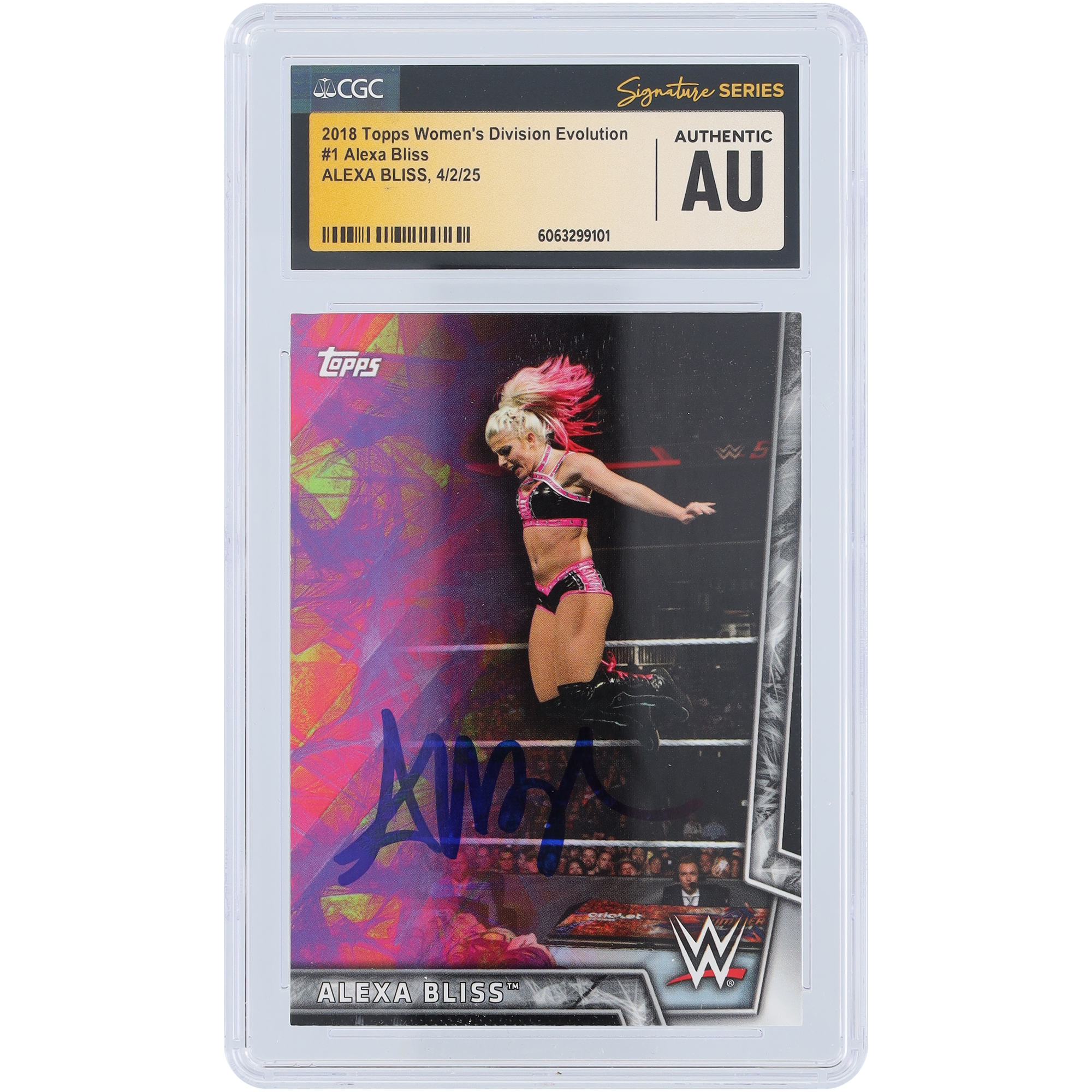 Alexa Bliss WWE signierte 2018 Topps Women's Division Evolution #1 CGC authentifizierte Karte Image