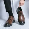 Hochwertige klassische Herren-Oxford-Schuhe zum Schnüren, runde Zehen, Business-formelle Lederschuhe, modische Hochzeit, Trauzeugen, Derby-Schuhe