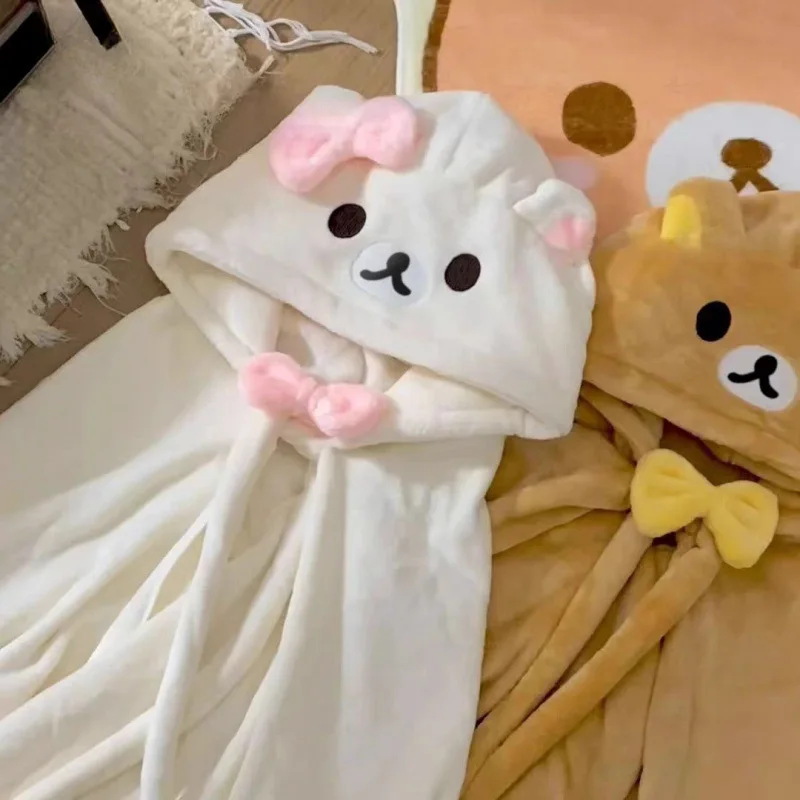 Cartoon Rilakkuma Leichte Decke Schal Bequeme Heimkleidung Nickerchen Essential Mädchen Geschenk Weiche Plüsch-Überwurfdecke Image