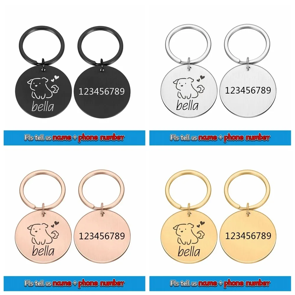 1 Stück schönes Hundeschild mit individuellem Namen und Text, personalisierte Erkennungsmarken, Hunde-ID-Halsbänder, individuelles Hundehalsband mit Namen für Hunde Image
