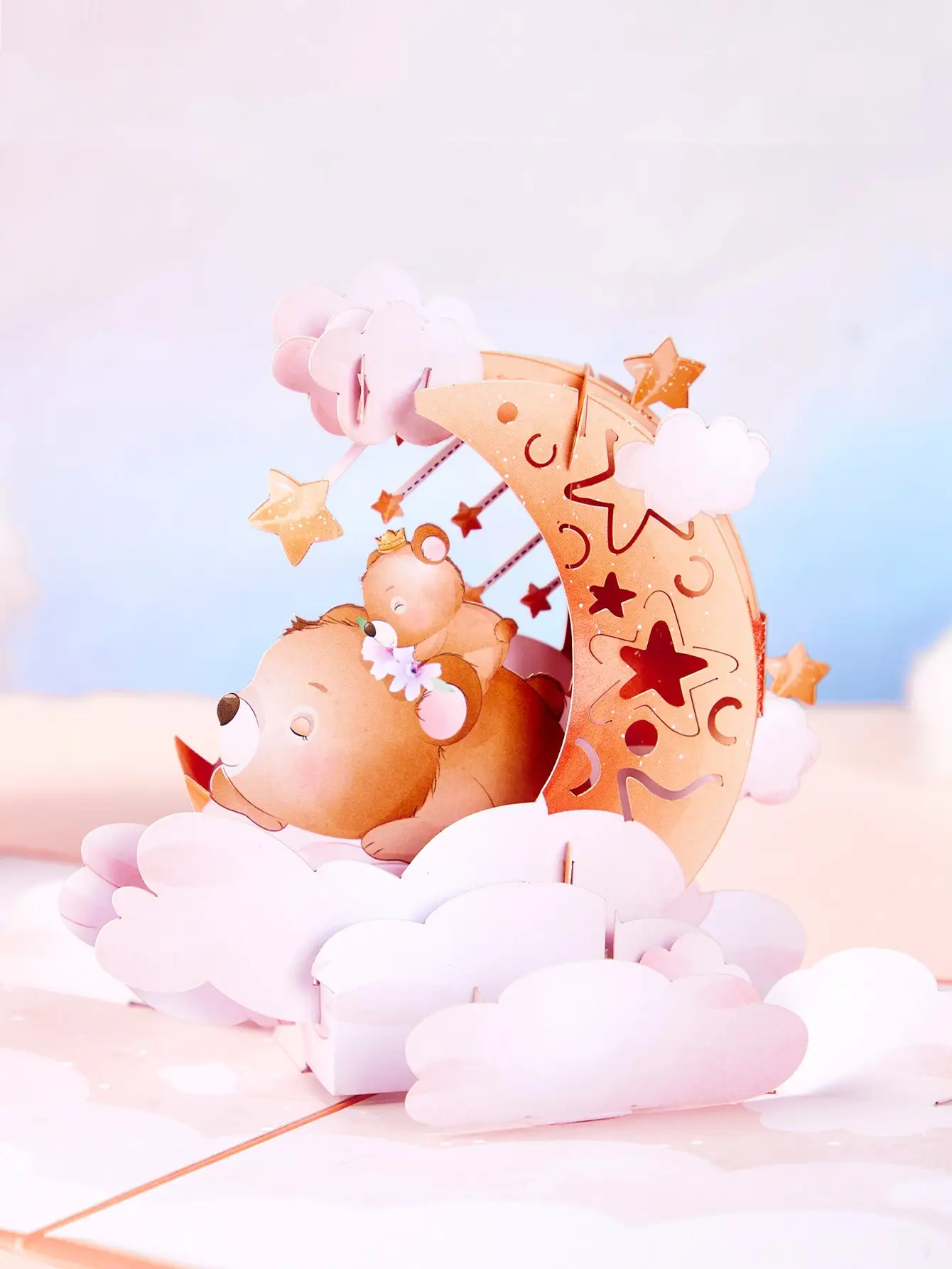 Love Bear Starry Crescent Pop-Up-Karte – 3D-Gruß für Kindergeburtstage und Muttertagsgeschenke Image