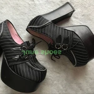 Lady Gladiator Black Mary Janes Pumps Plateau-Design, klobiger Absatz, Schnürung, Runway, sexy High Heels, Schuhe, Wildleder, Reißverschluss, Größe 34–46