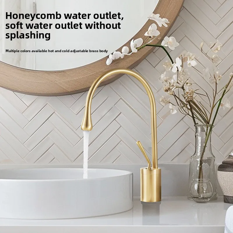 Moderner Waschbecken-Wasserhahn, gebürstetes Gold, Schwarz, Silber, Wasserhahn, Deckmontage, Waschbecken, Waschbecken, Mischbatterie, heißer Kalt-Messing-Wasserhahn für Badezimmer