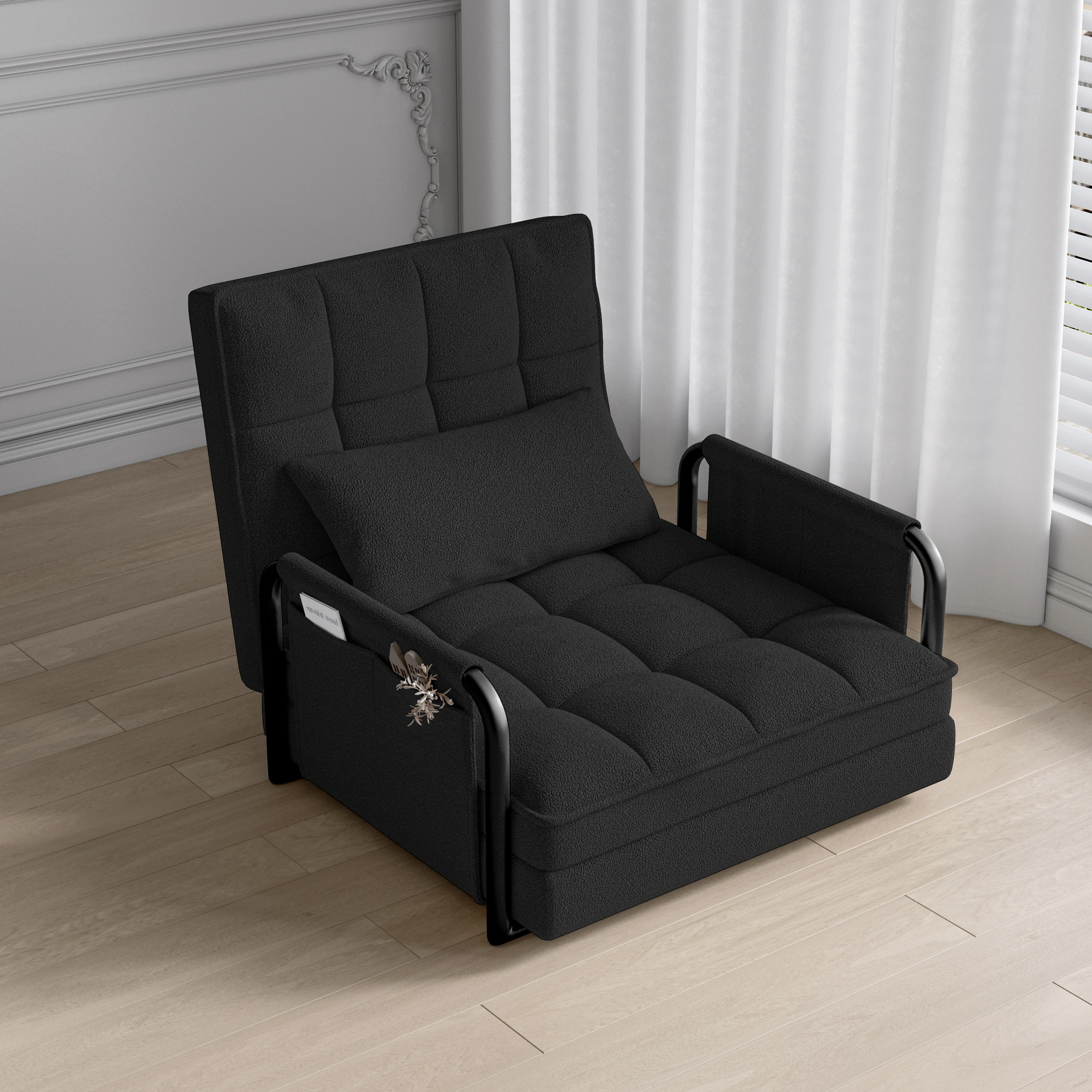 Schlafsessel klappbar, Schlafsofa, 2-in-1 Klappsessel mit Bettfunktion, Relaxsessel Gästebett Wohnzimmer, Schlafzimmer, Fleece