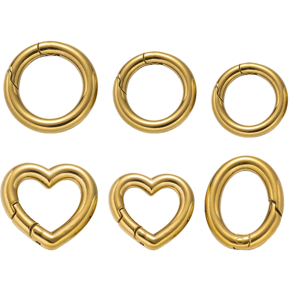 2 Stück Edelstahl Frühling Herz O Ringe Clip Schlüsselanhänger Karabiner Clips Schlüsselanhänger Karabinerhaken Schnalle für DIY Halsketten Schmuckherstellung Image