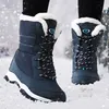 Damenstiefel Damen Heels Stiefel für Winterschuhe Frau warm halten Pelz Botas Mujer 2025, Schneestiefel, Plateauschuhe, weißer schwarzer Stiefel