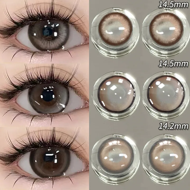 【Marron café】YI TONG NIAN 1 paire de lentilles de contact pour les yeux de couleur naturelle yeux de poupée lentilles de contact classées grandes lentilles de contact lentilles de couleur
