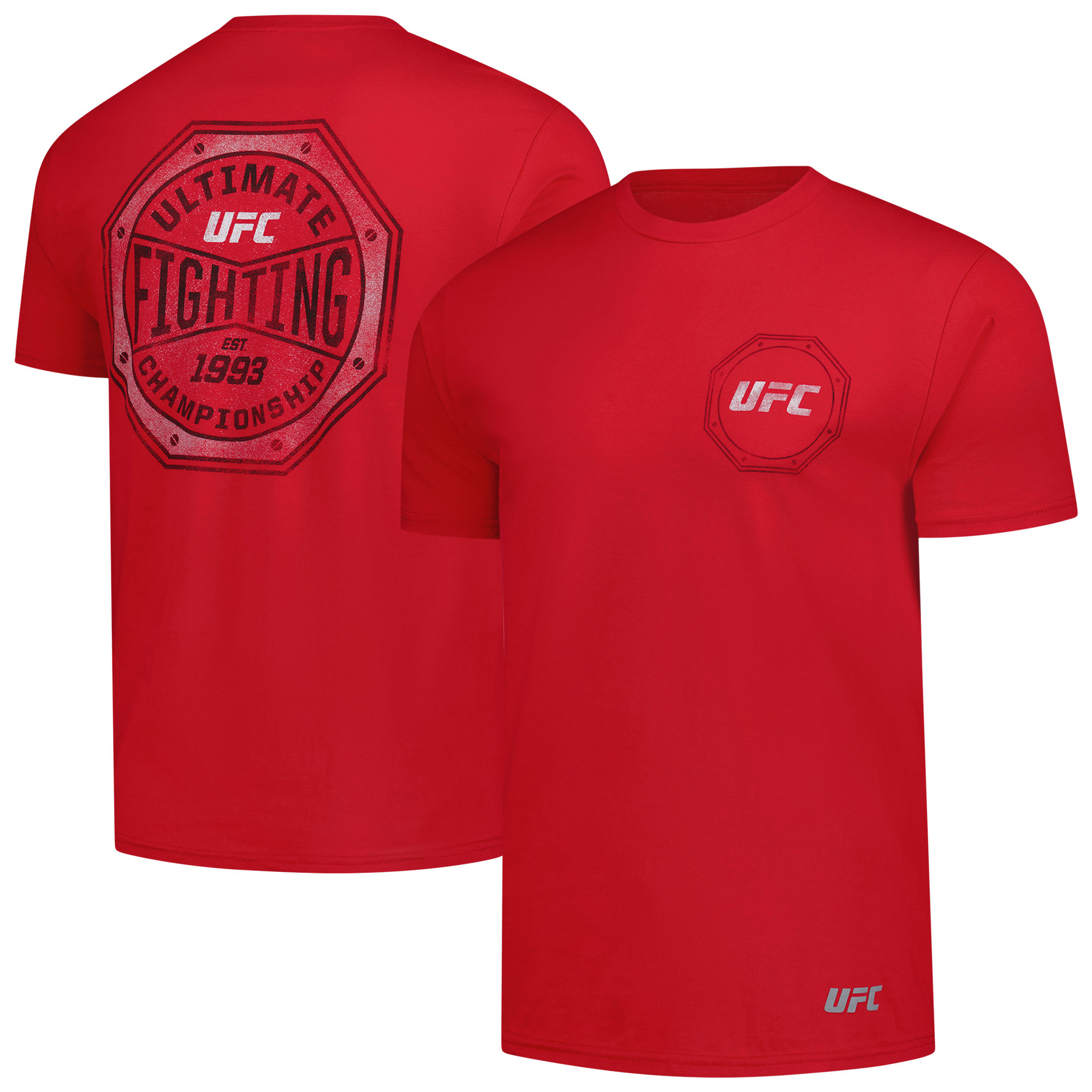Rotes UFC Distressed Octagon Logo T-Shirt für Herren Image