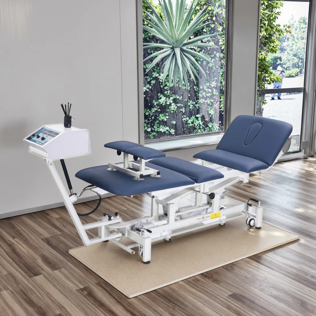 Elektrischer Traktionstisch für Physiotherapie, Skelett-Ablenkung, Chiropraktik, Flexion, Halswirbelsäule, faltbar, Lettino, beleuchtet