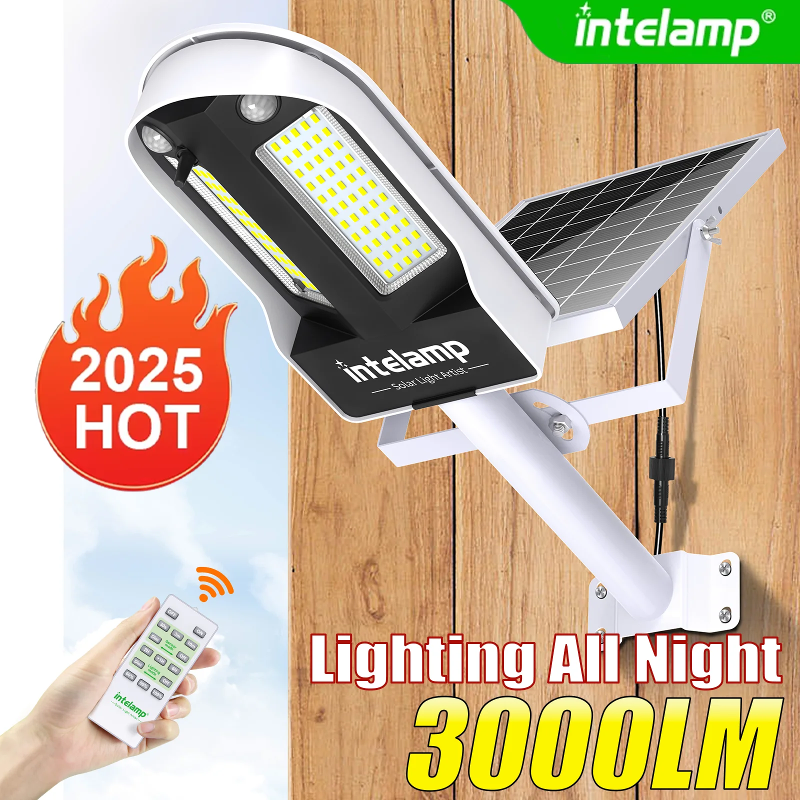 3000LM lumière solaire pour lampe solaire extérieure lumière du soleil capteur de mouvement lumière télécommande étanche jardin rue mur cour lampe