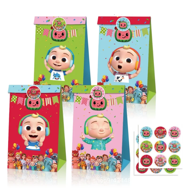 Cocomelons Geburtstag Party Dekorationen Handtaschen Baby Dusche Dekorationen Candy Box Cartoon Anime Muster Gedruckt Papier Tasche Geschenke Image