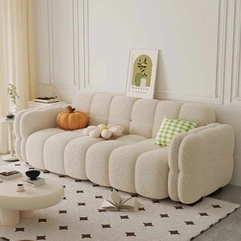 Sofa kleine Wohnung Wohnzimmer Doppel drei Lammwolle gerade Reihe faul Image