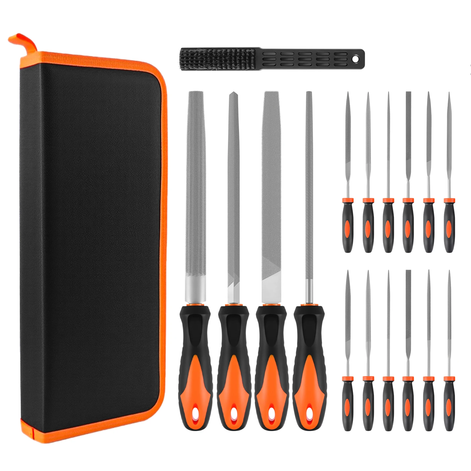 Set di lime in metallo da 17 pezzi, strumenti per lime professionali, 4 lime grandi e 12 lime ad ago, perfette per progetti di legno, metallo e fai da te