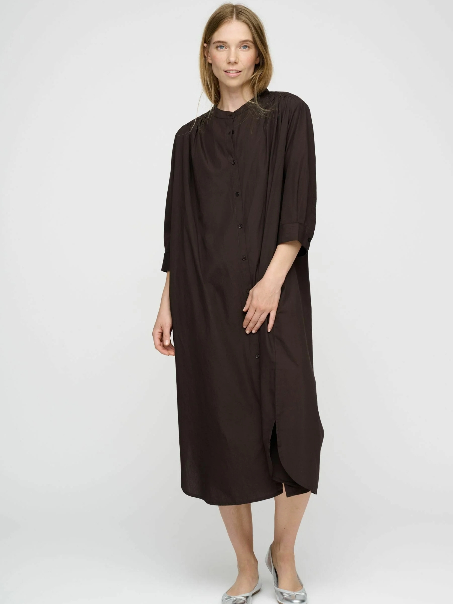 Shirtkleid MOSHI MOSHI MIND "moshi moshi mind Shirt dress laurella", Damen, Gr. M/L, schwarz braun, Obermaterial: 100% Baumwolle, Kleider Image