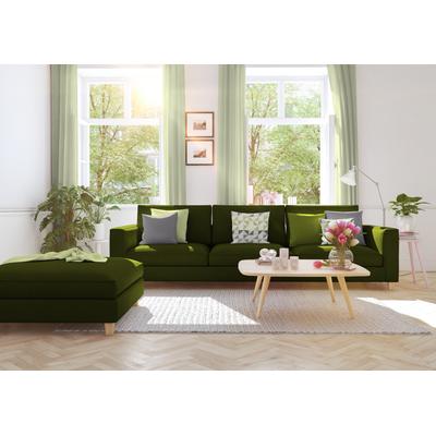 Vorhang WIRTH "Sunday", grün (oliv), B:142cm H:235cm, Baumwolle, Polyester, Gardinen, nach Maß Image