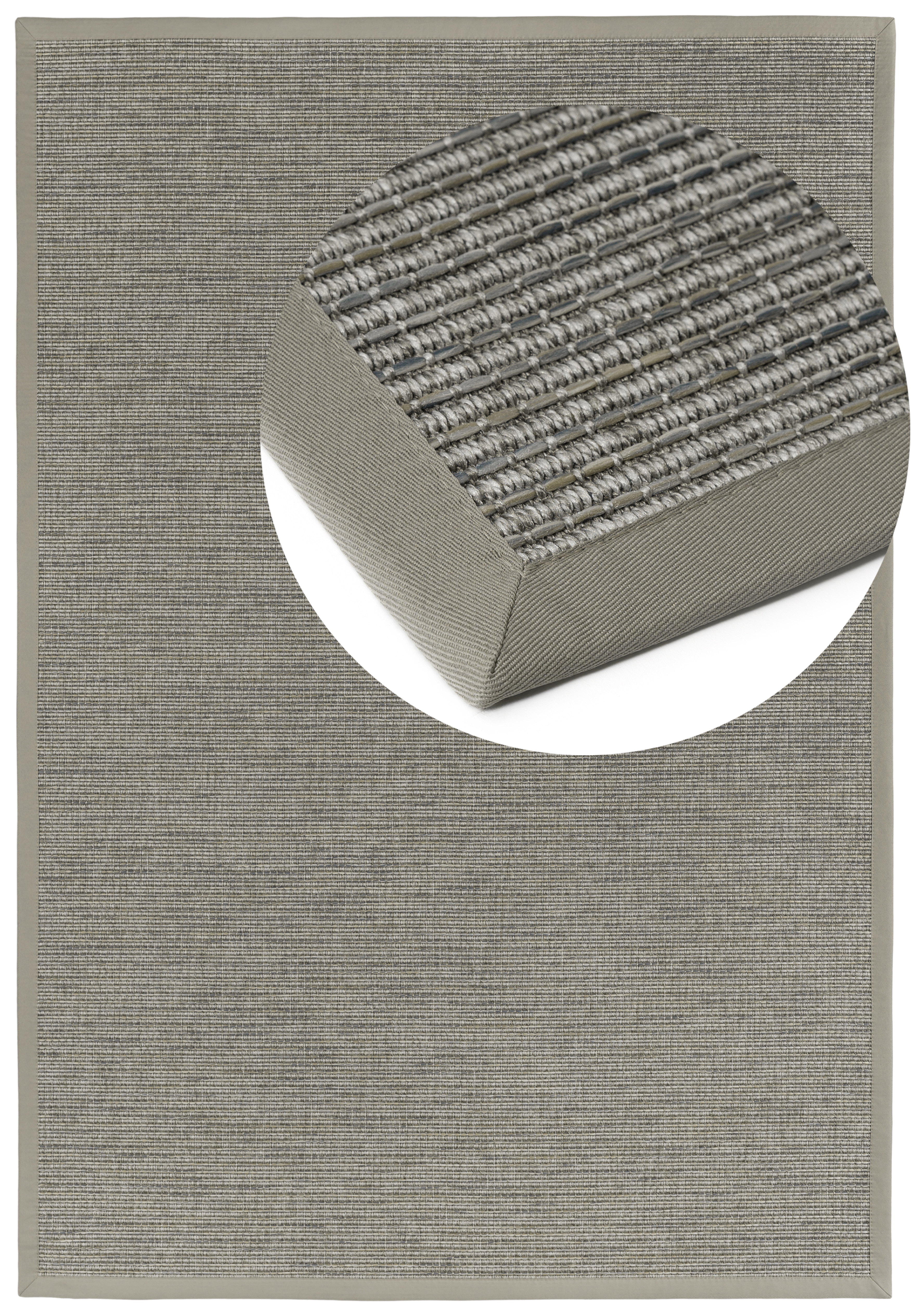 Teppich DEKOWE "Basic S2 Stripes", silberfarben, B:80cm H:10mm L:250cm, Kunstfaser, Teppiche, meliert, Sisaloptik, mit Bordüre, In- und Outdoor geeignet Image
