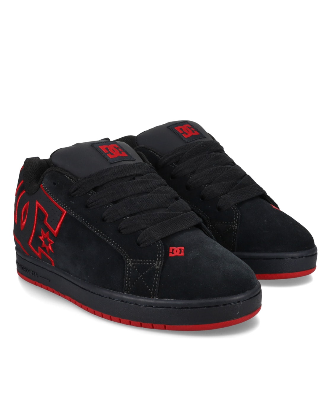 Sneaker DC SHOES "Court Graffik", Gr. 9,5(42,5), grau (schwarzgrau, rot), 57.05% Leder, 28.2% Synthetikmaterial, 13.87% Polyester, 0.88% Textil, Schuhe