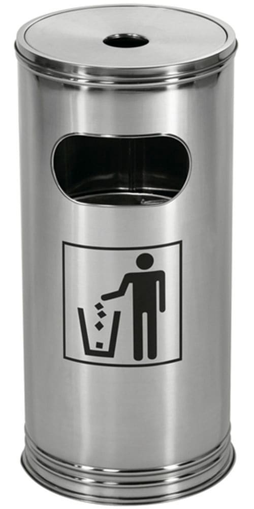 Aschenbecher WESCO "Standascher 15 L", edelstahl, B:30cm H:61,5cm T:30cm Ø:30cm, Edelstahl, Mülleimer, mit Einsatz und Einwurfschlitz, wetterfest