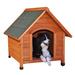 Natura Pitched Roof Dog House, 34.75" L X 30.5" W X 32.5" H, Medium, Brown