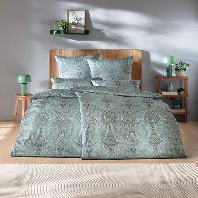 Bettwäsche ESTELLA "Mariam", blau (azur), B/L: 135cm x 200cm, 2 St., Mako-Satin, B/L: 80cm x 80cm & 40cm x 80cm, Mako-Satin, Obermaterial: 100% Baumwolle, Bettwäsche Image