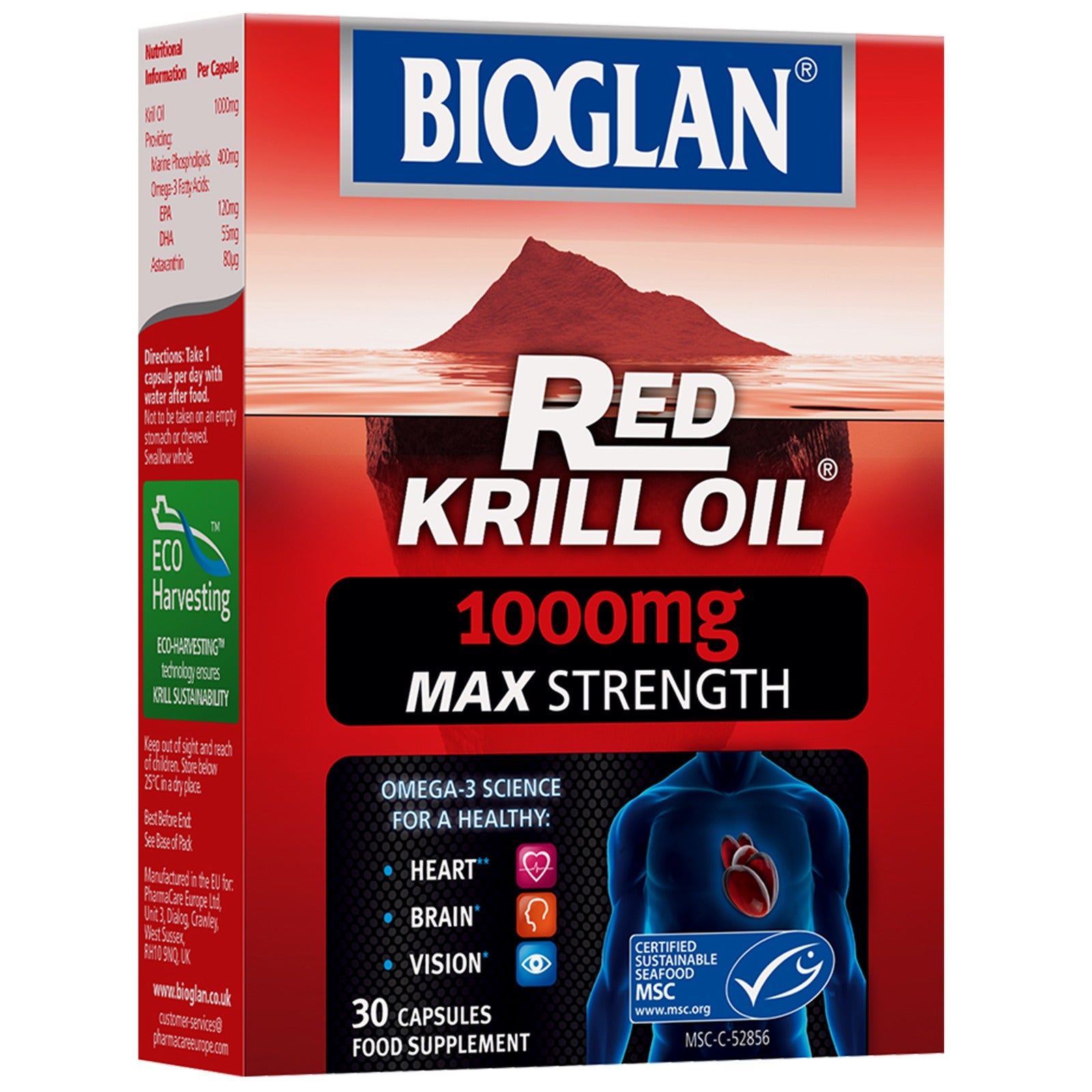 Bioglan Unisex Max Strength Red Krill Oil 1000mg Capsules - 30 Count - One Size | Bioglan Sale | Discount Designer Brands
