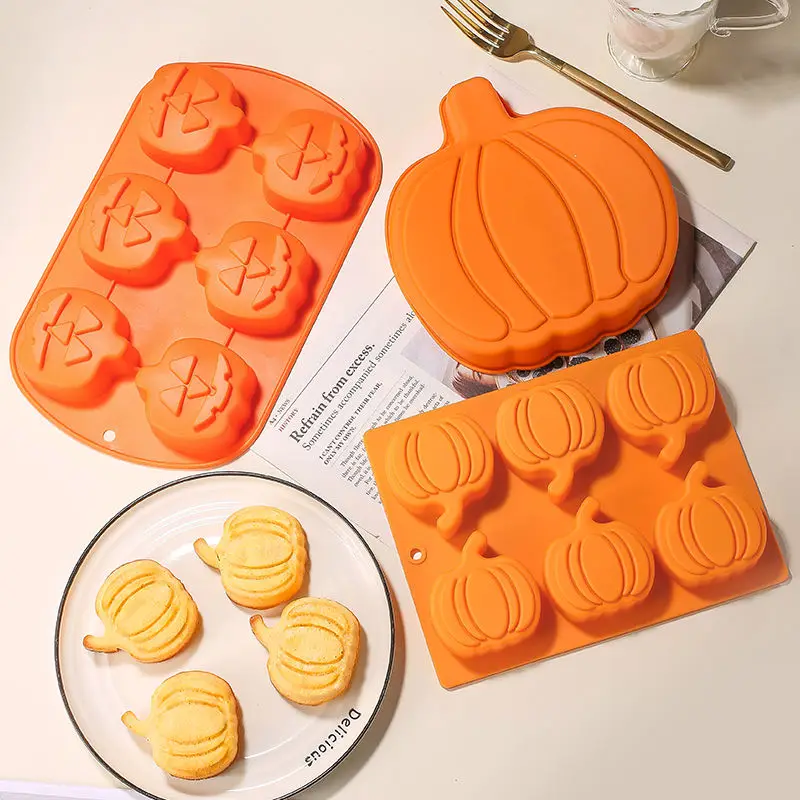 Halloween Formen Kürbis Grimasse Silikon Formen DIY Halloween Kürbis Design Fudge Kuchen Form Dessert Dekorieren Backen Werkzeuge Image