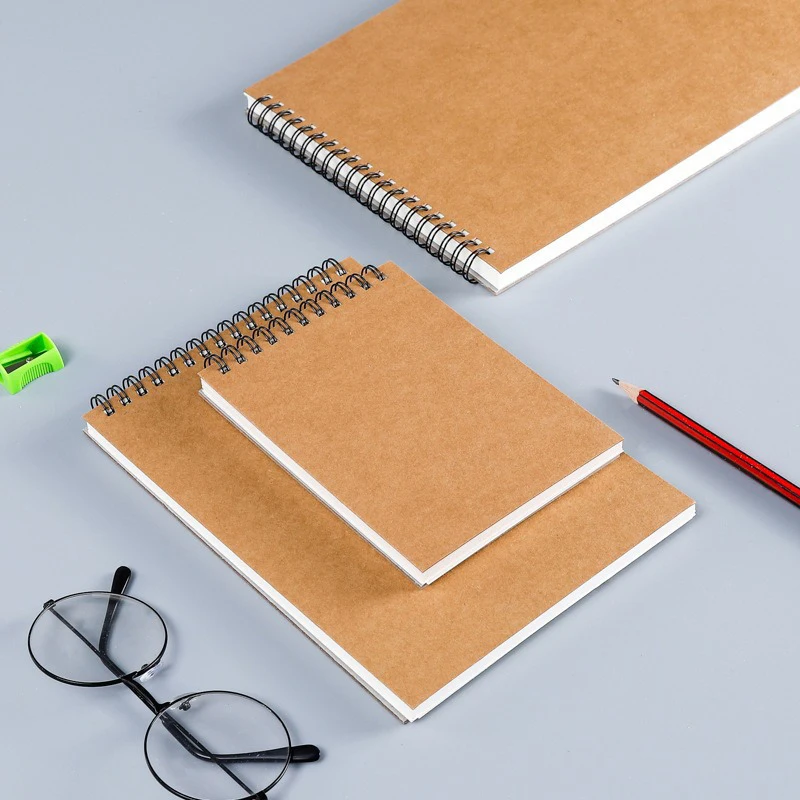 Skizzenbuch, Zeichenbuch, Kunstbuch, handgezeichnetes Buch, leere, verdickte Spule, lose Blätter, Hartschale, Flip-Aquarell-Hand Image