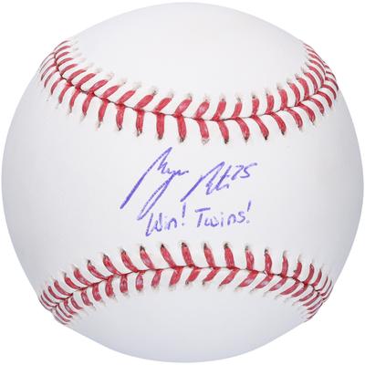 Von Byron Buxton signierter Baseball der Minnesota Twins mit der Aufschrift „Win! Twins!“ Image
