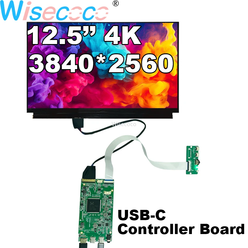 Schermo LCD ultrasottile da 12,5 pollici 4K IPS Display 3840*2560 con scheda controller USB-C per laptop Pannello LCD con interruttore Raspberry Pi