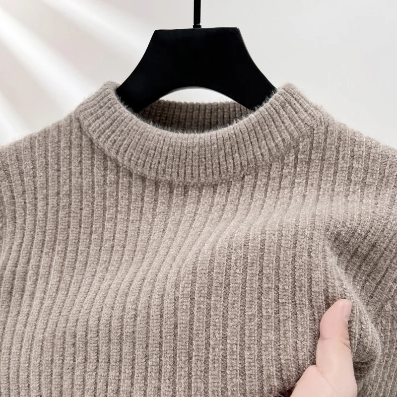 Luxus Marke männer Oansatz Einfarbig Pullover Pullover Herbst Neue Business Vertikale Streifen Abnehmen Dicken Anti Pilling Strickwaren Image